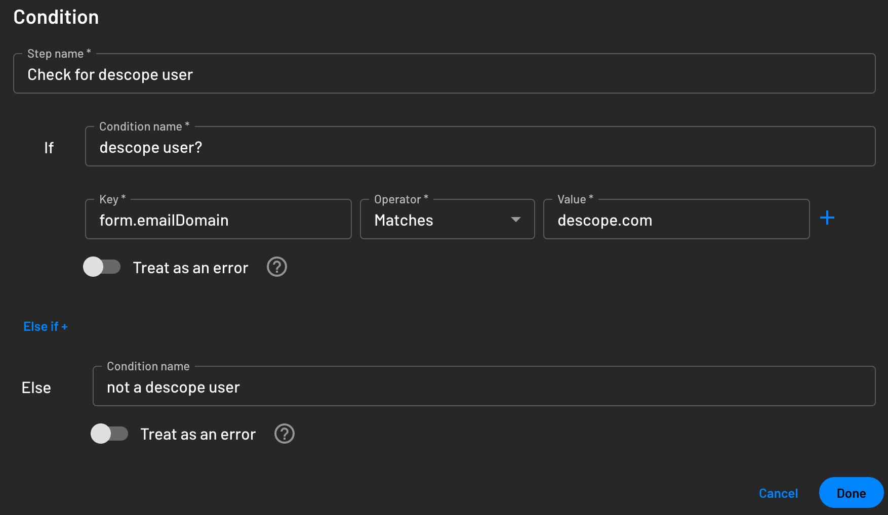 Form Email Domain Example in Flow