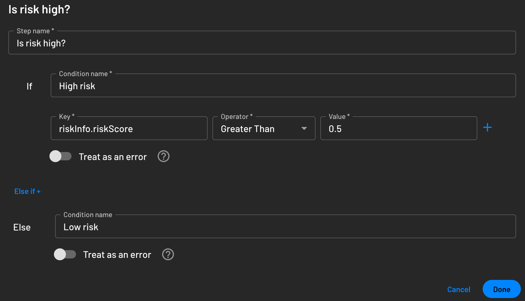 Risk Info Example in Flow