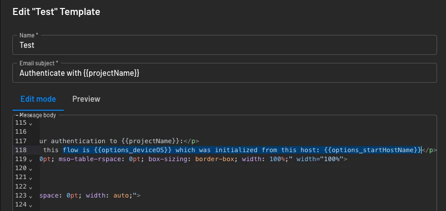 Updating templates to utilize template options within Descope