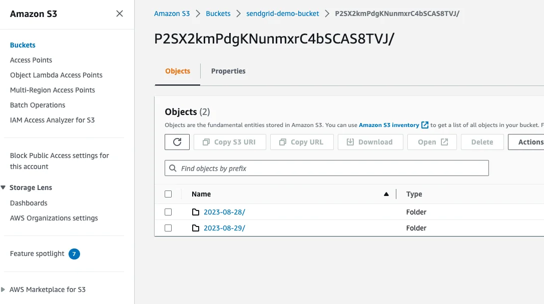 An example of directory structure when streaming Descope audit logs to Amazon S3