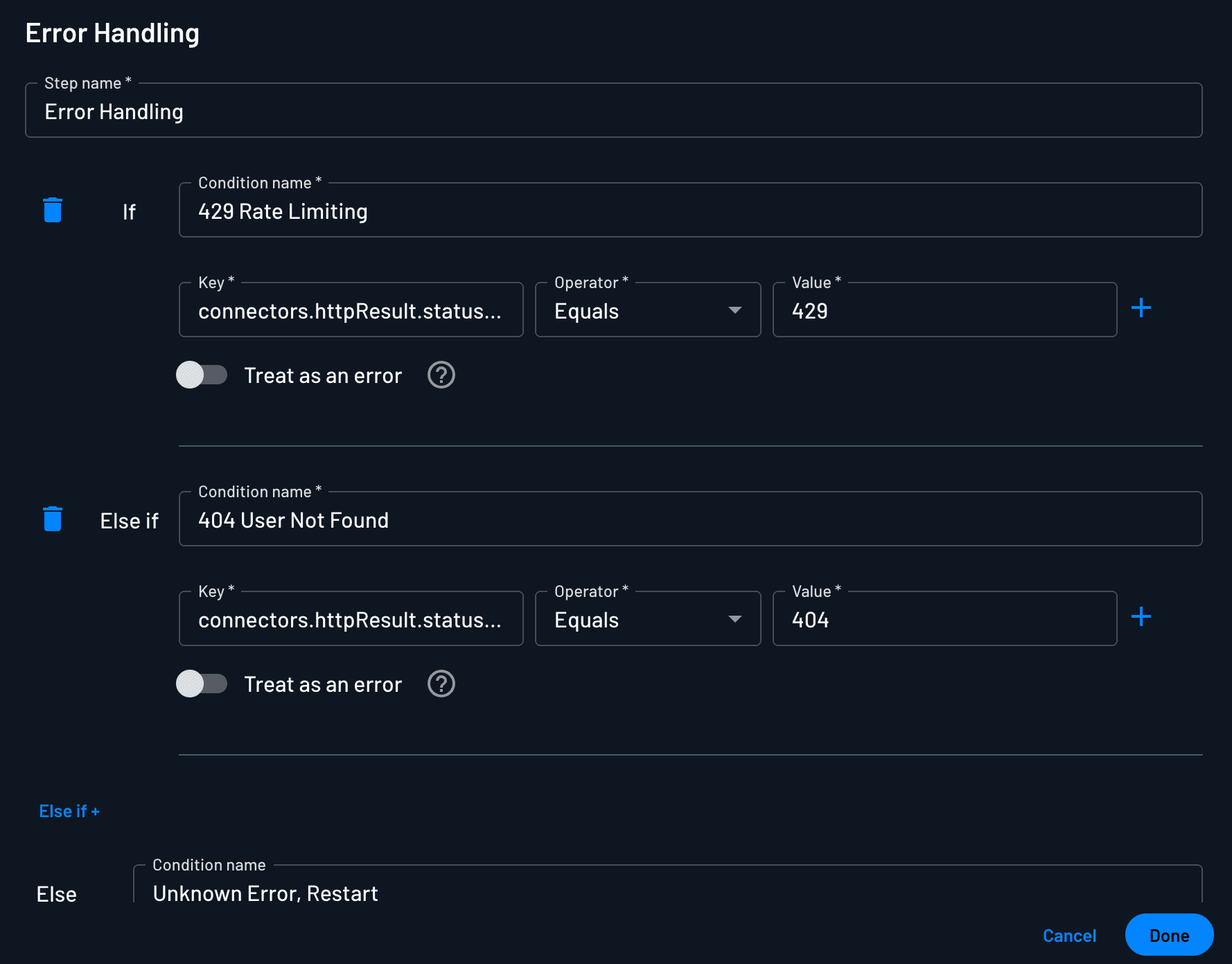 Configure a Condition To Handle Custom Response Codes within Descope flows