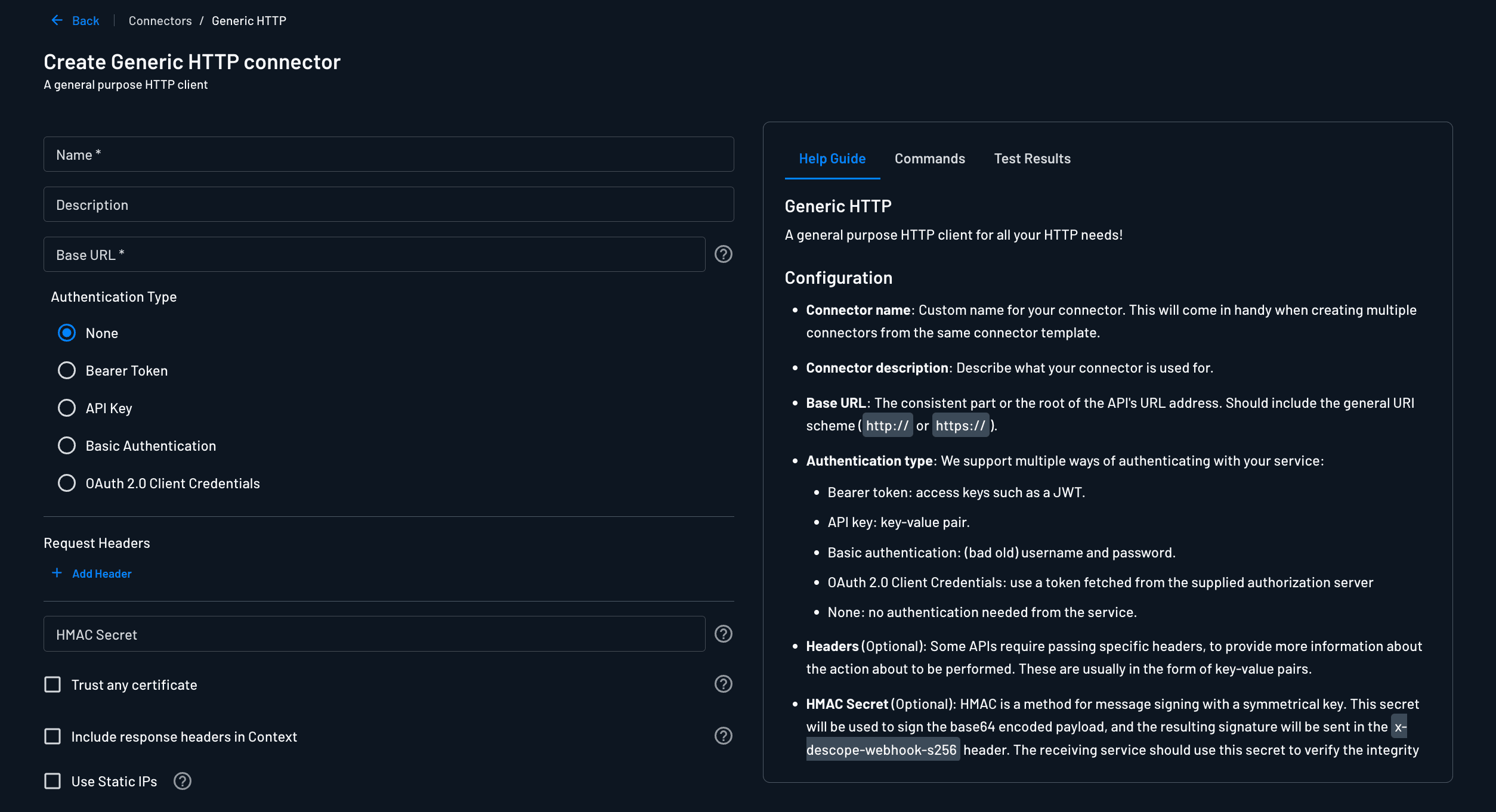configure generic http connector