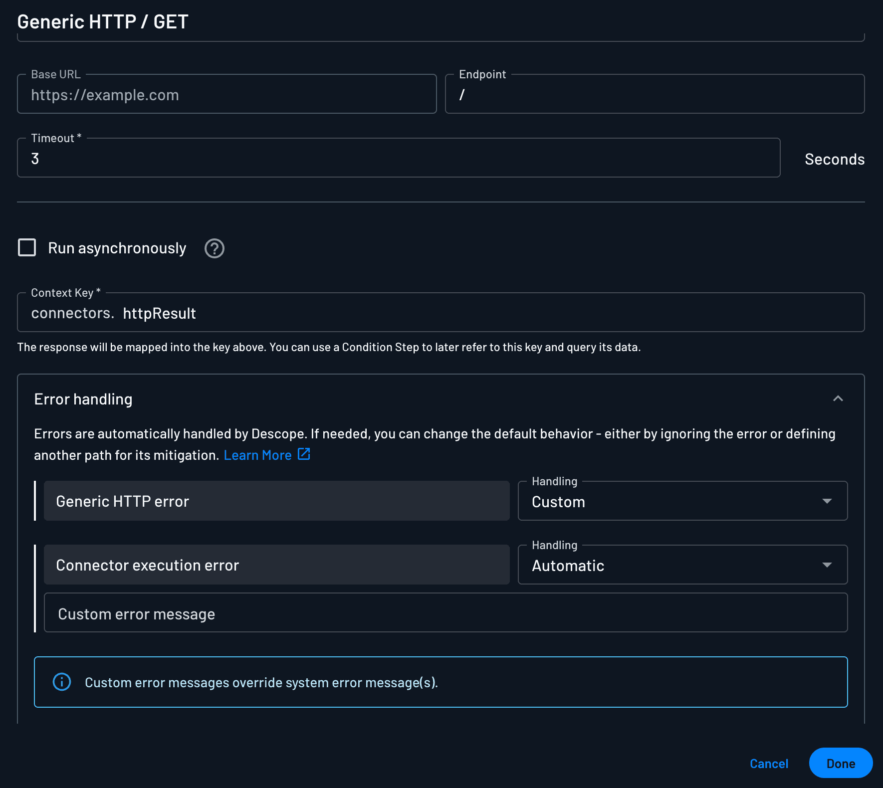 Configure Descope's Generic HTTP Connector To Handle Custom Response Codes