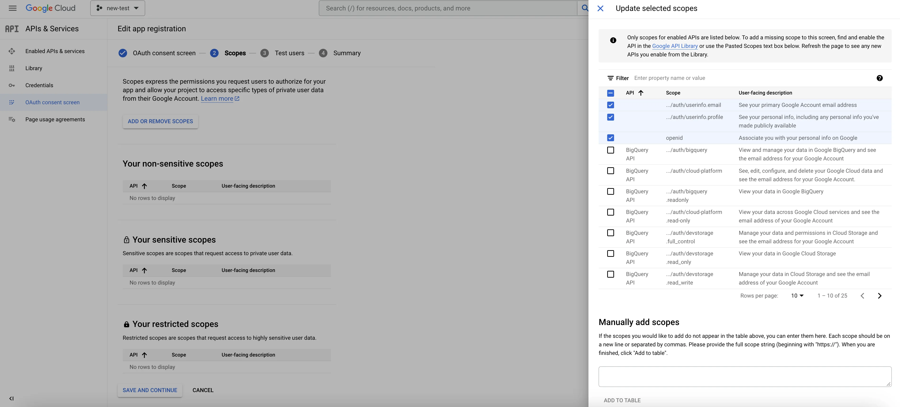 Descope custom social login with google, creating google application 1