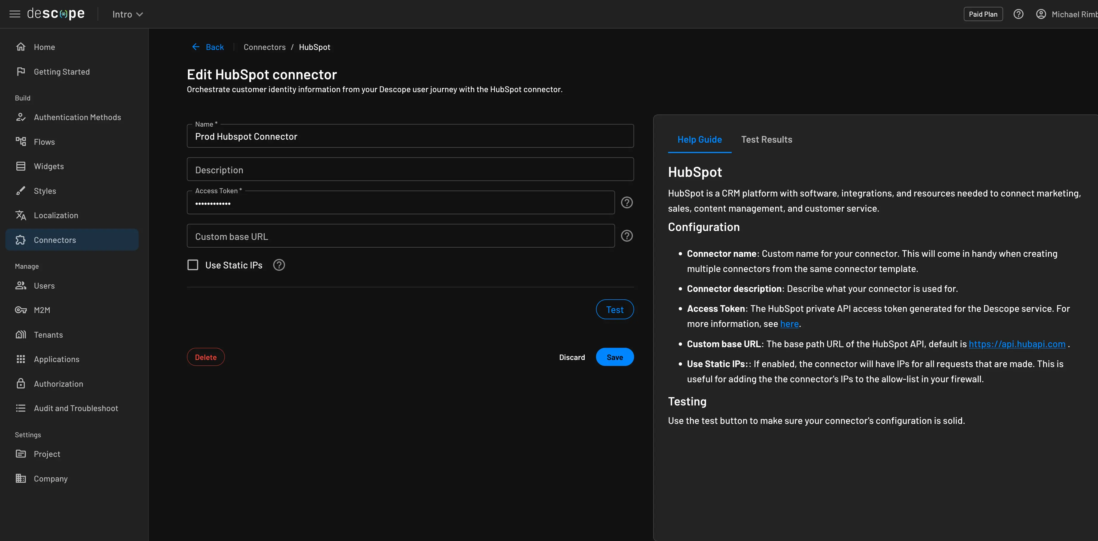 HubSpot connector setup