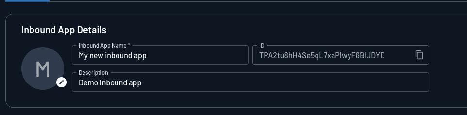 Configuring an inbound app's details in Descope