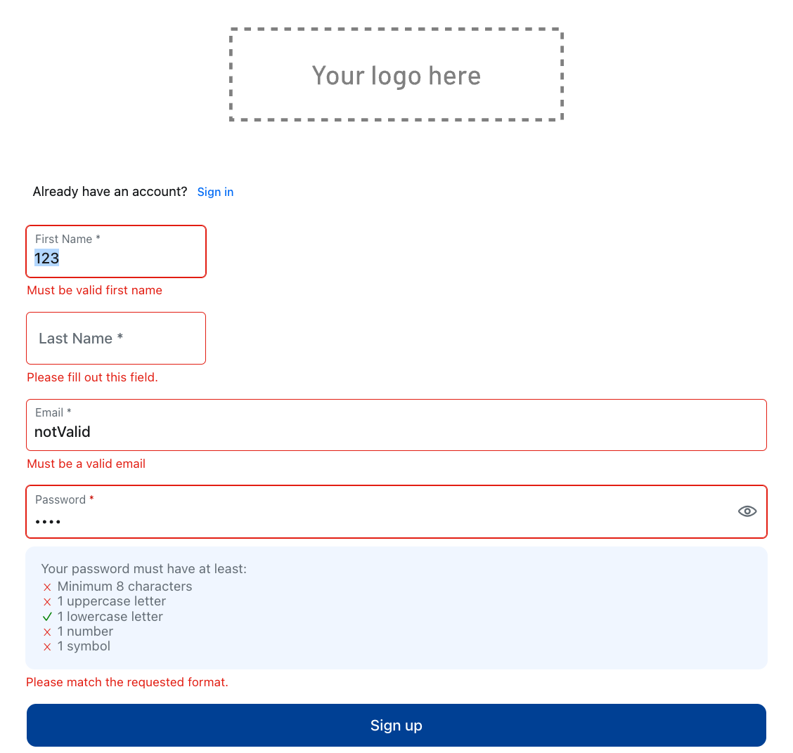 Errors on submission