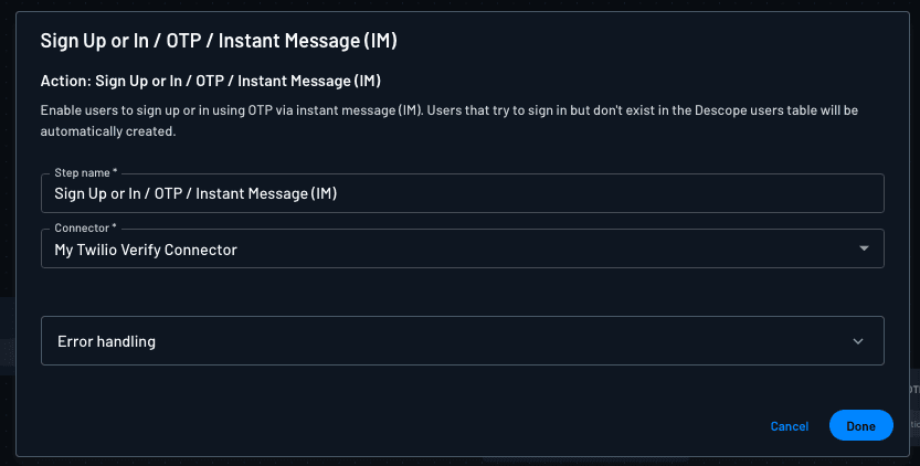 Action Config for IM
