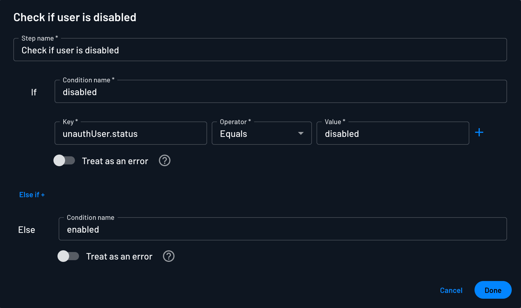 IsDisabled Example Condition