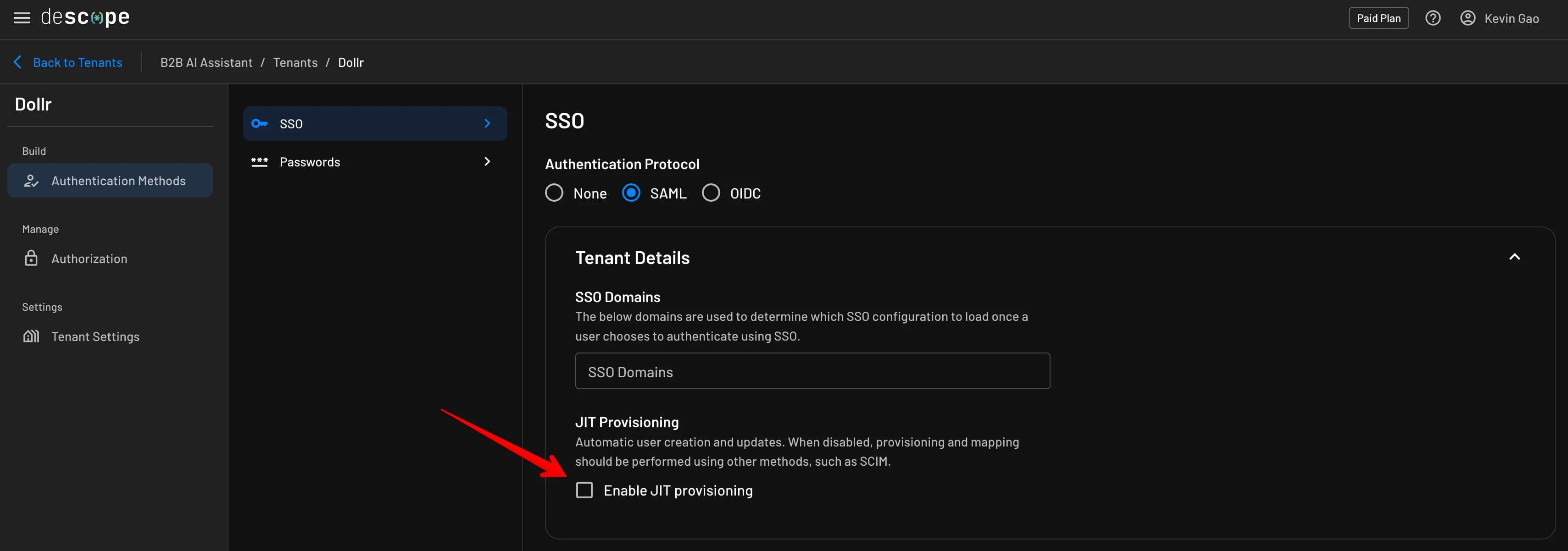 jit provisioning in Descope