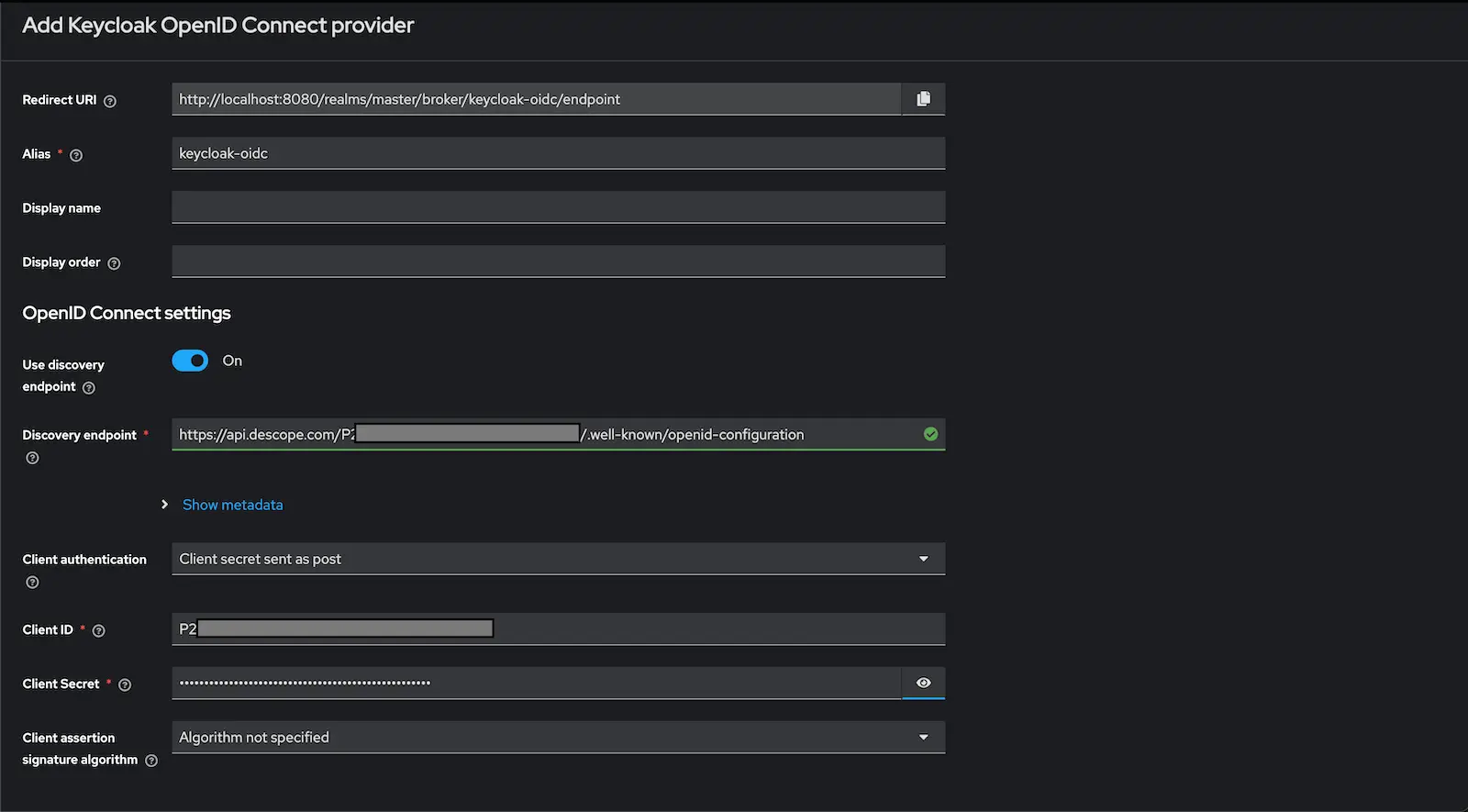 Configuring the IdP in Keycloak