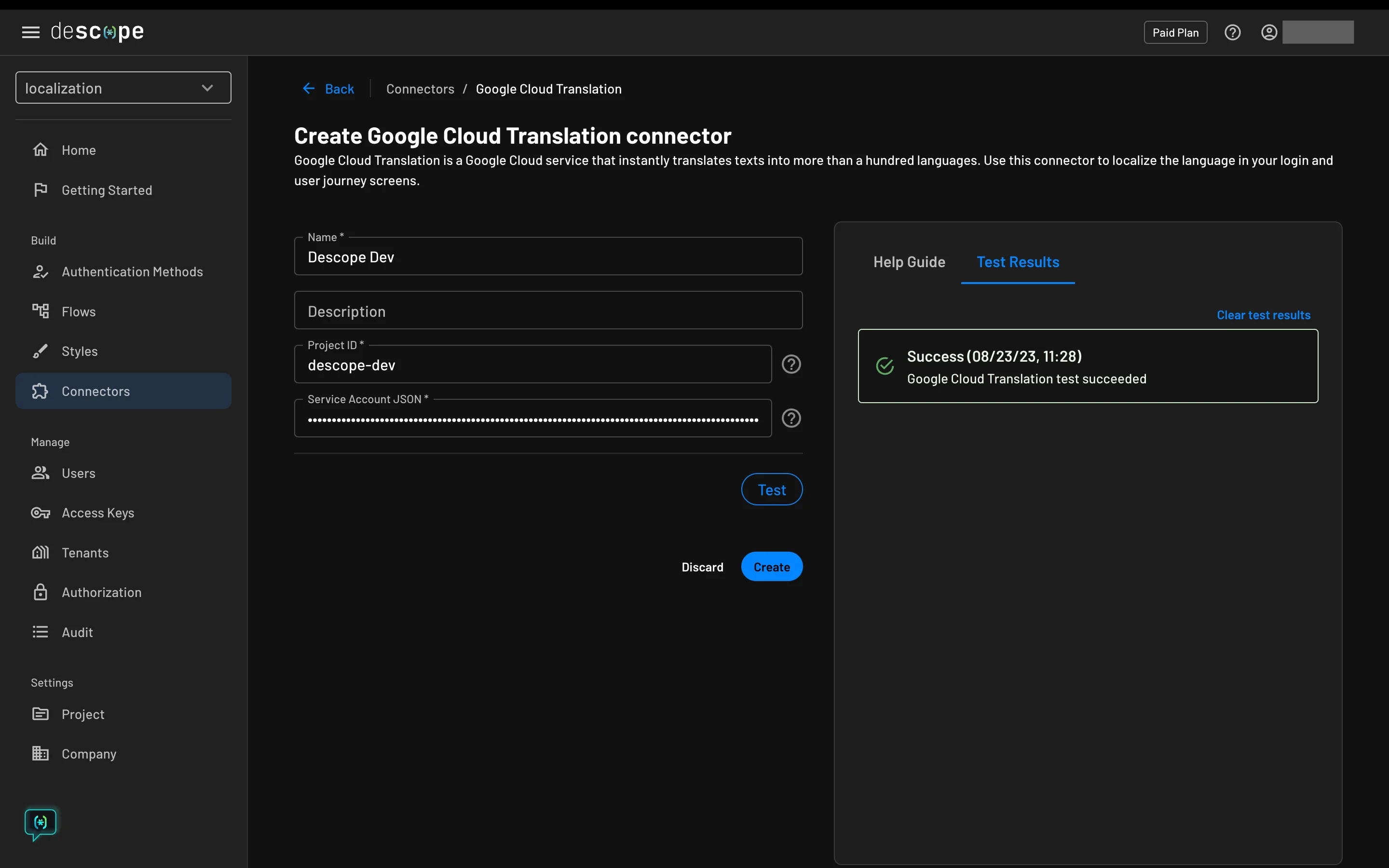 localization connector initialization