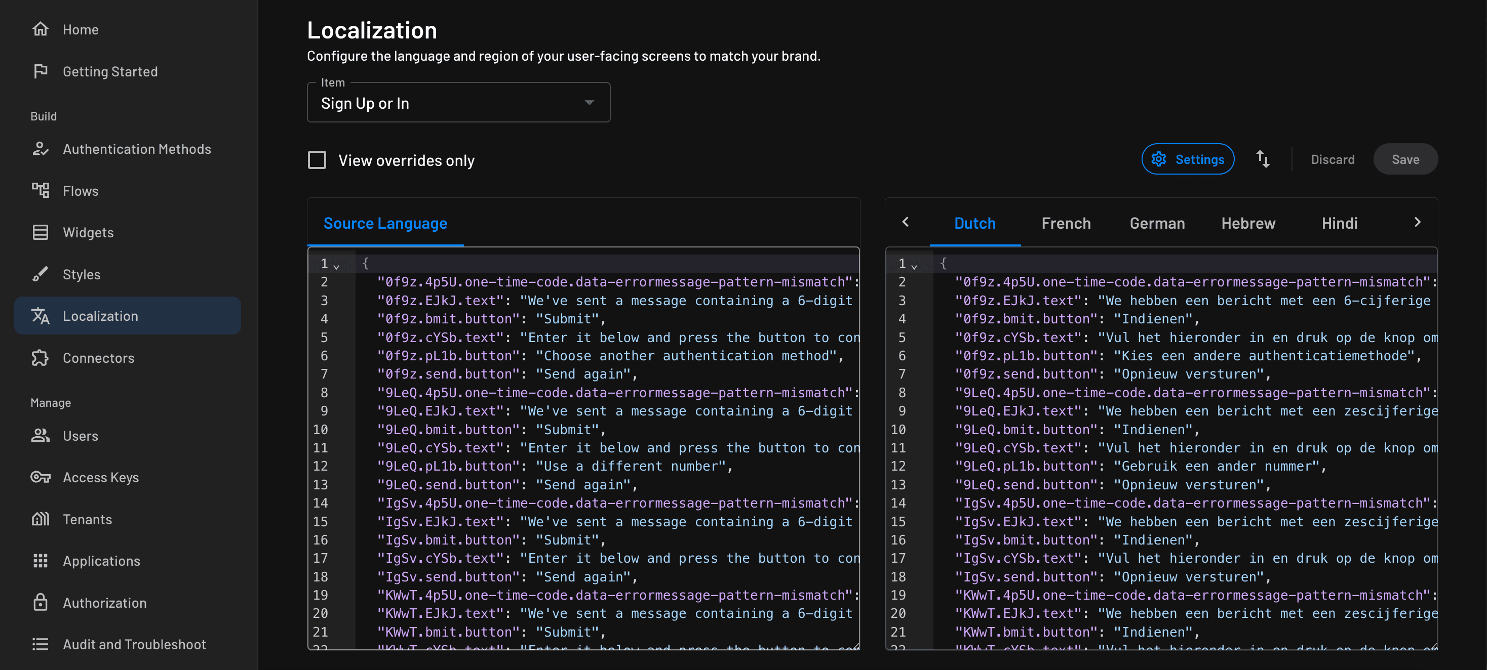 Selecting a configured connector for localization of a flow in Descope