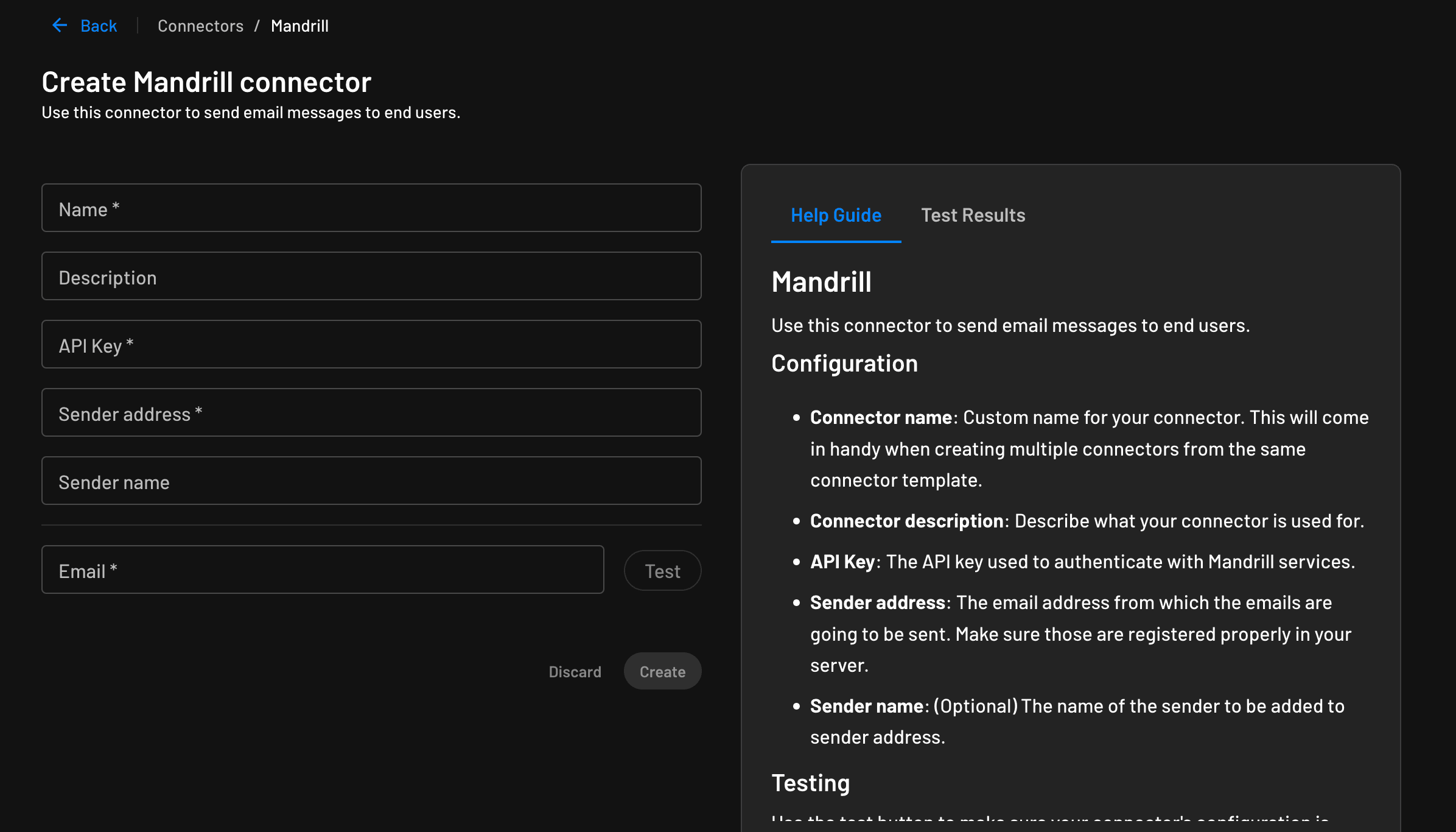 Mandrill connector initialization