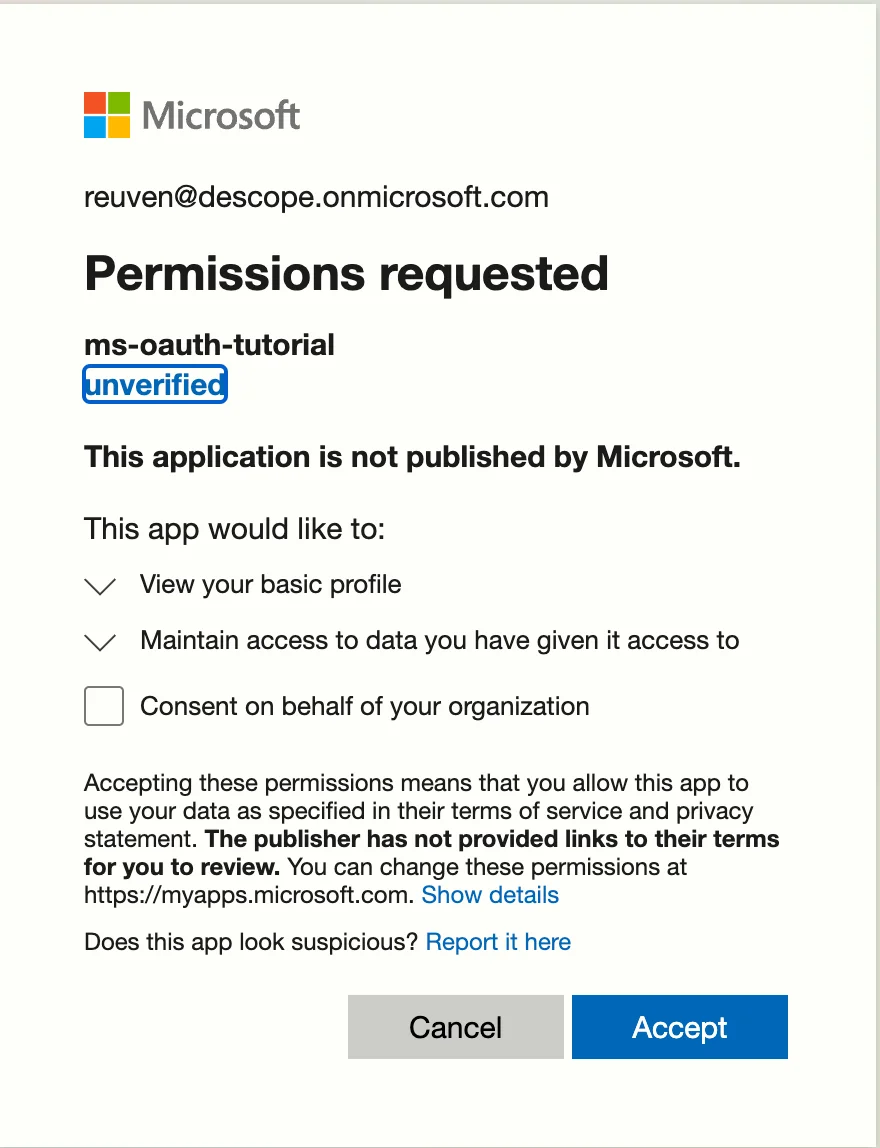 Descope custom social login with Microsoft, creating microsoft application 14