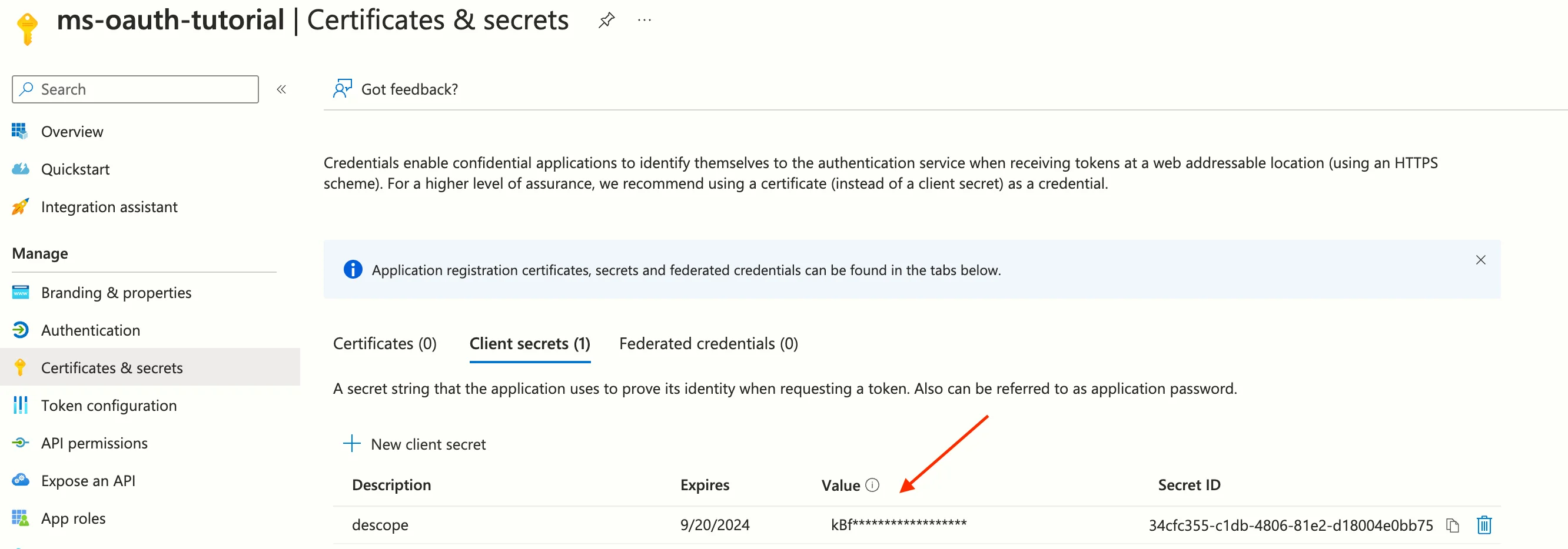 Descope custom social login with Microsoft, creating microsoft application 6