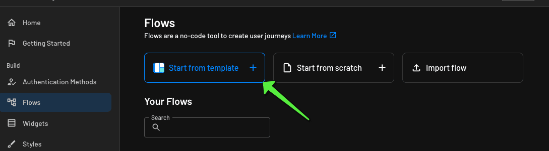 Navigating to Descope's flow library