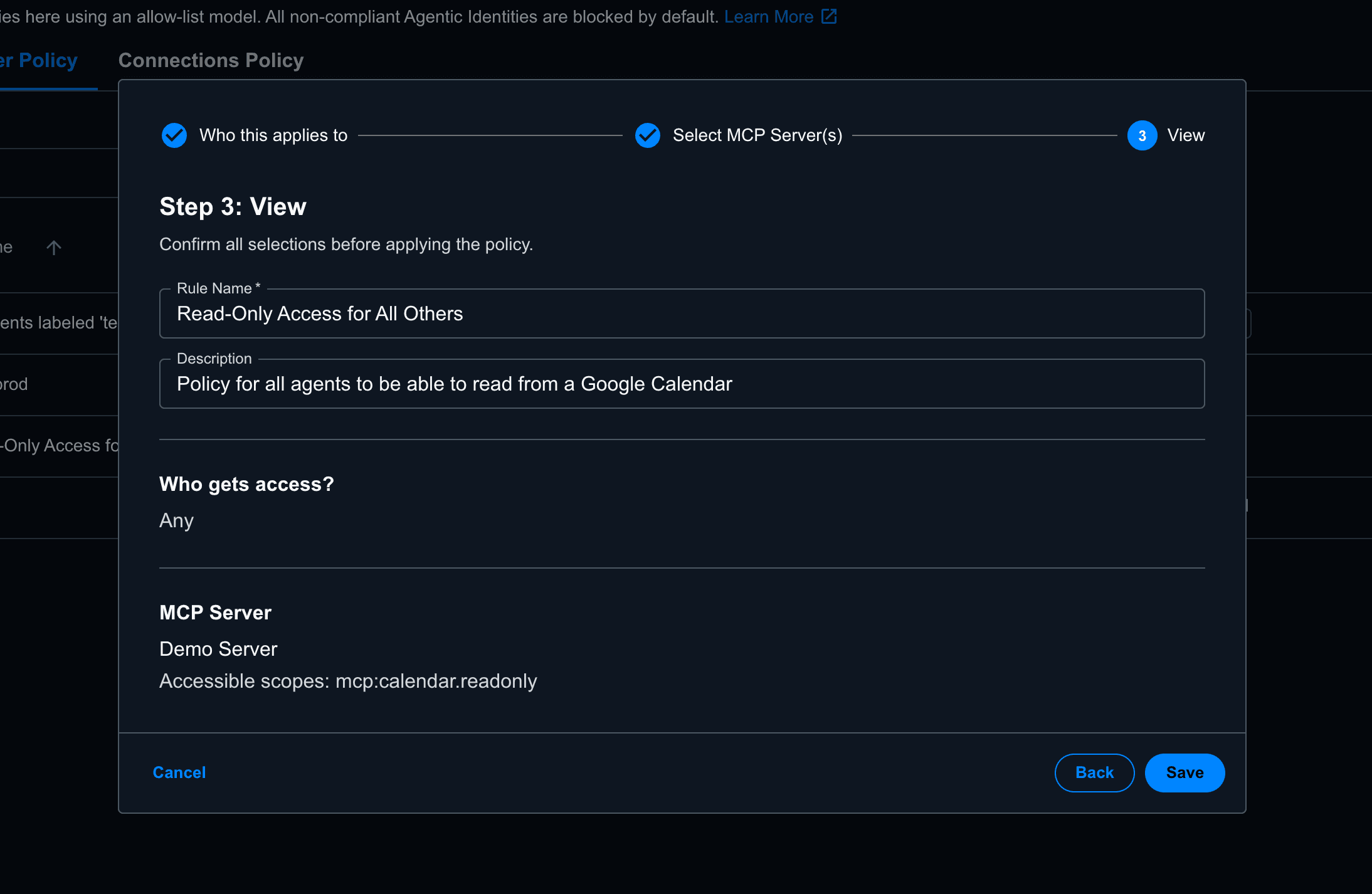 Read-only access policy