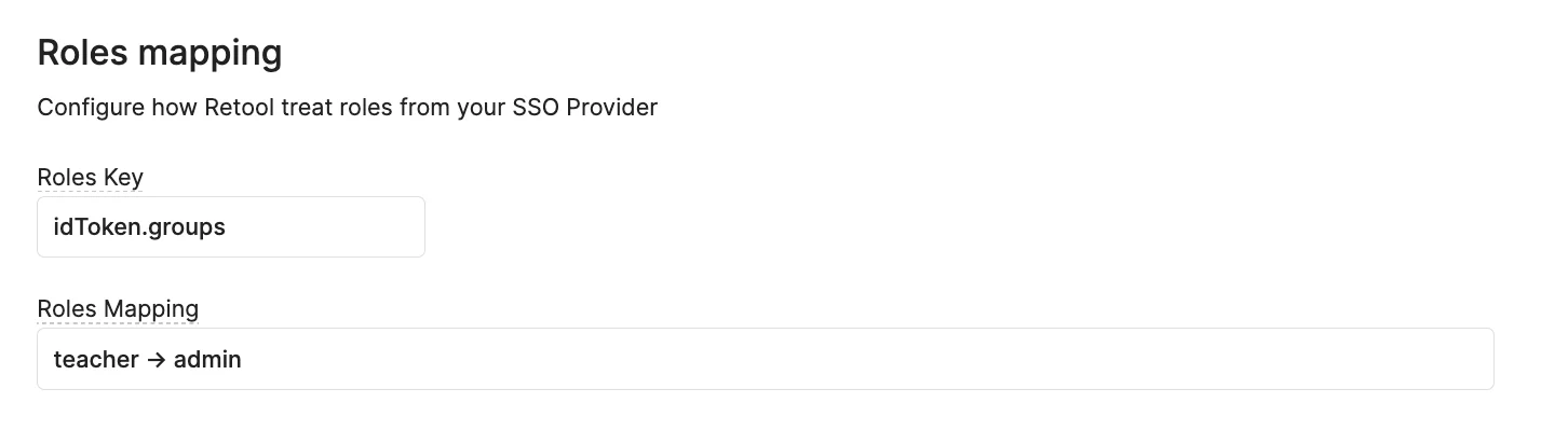 Role Mapping in Retool SSO Configuration Page