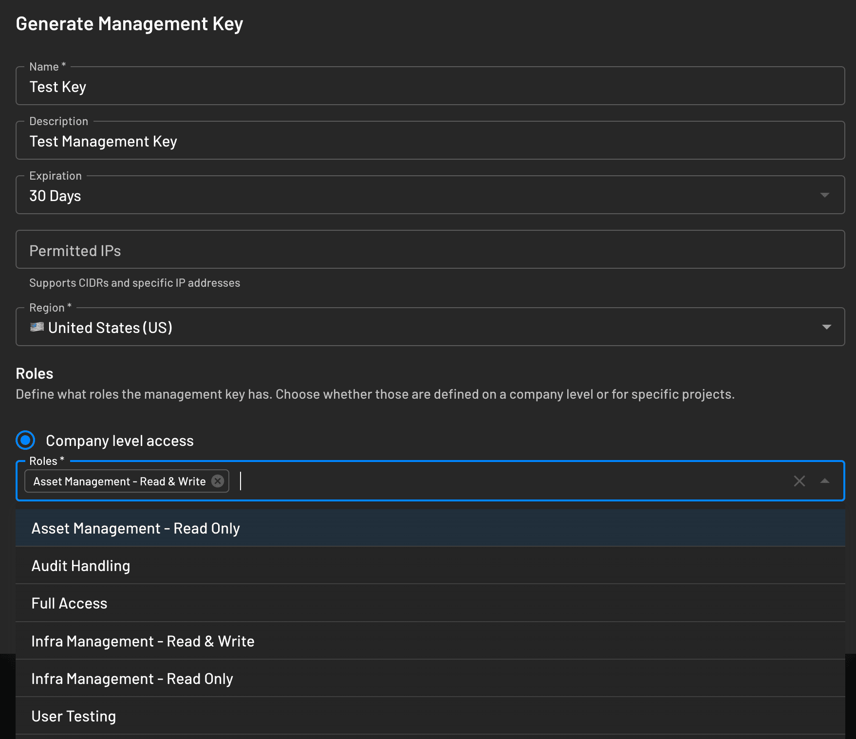 roles for managementkeys 2