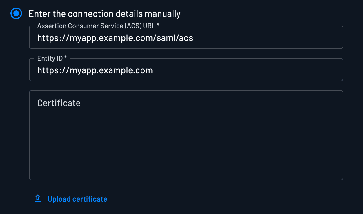 ACS URL, Entity ID