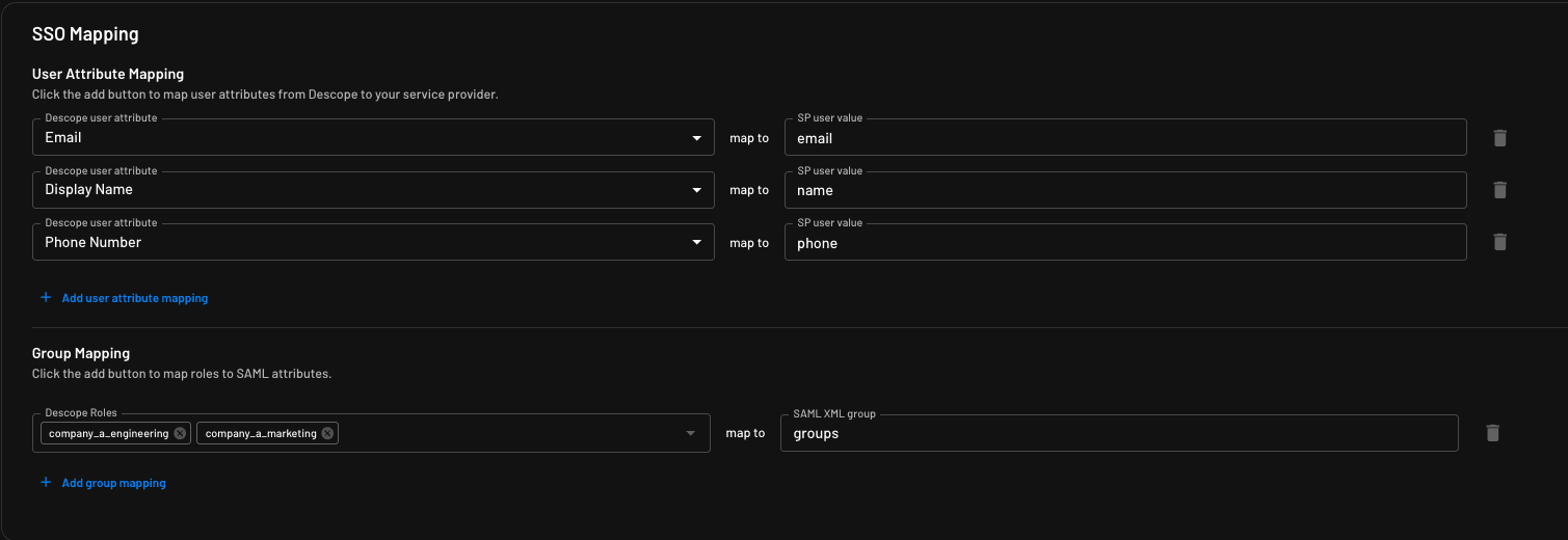 Configuring group mapping for a SAML Application within Descope