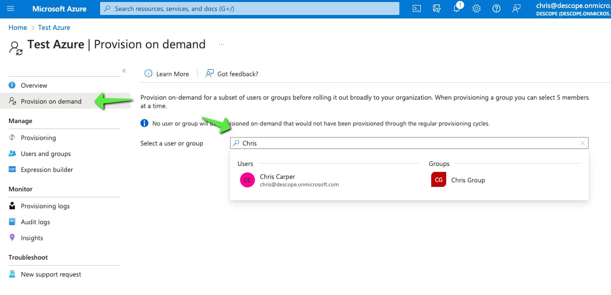 Descope SCIM start azure provisioning