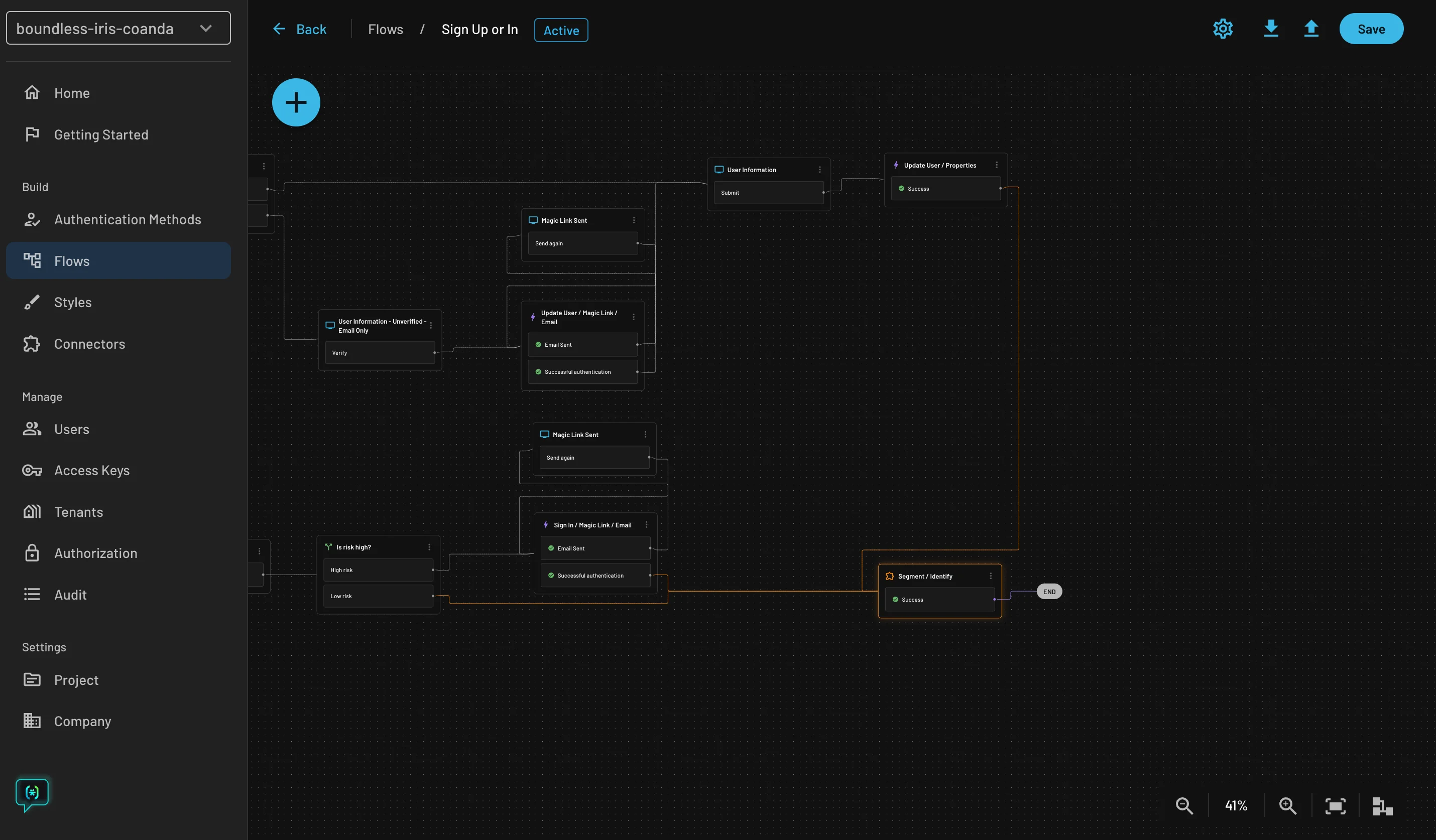 Descope example segment connector within flow