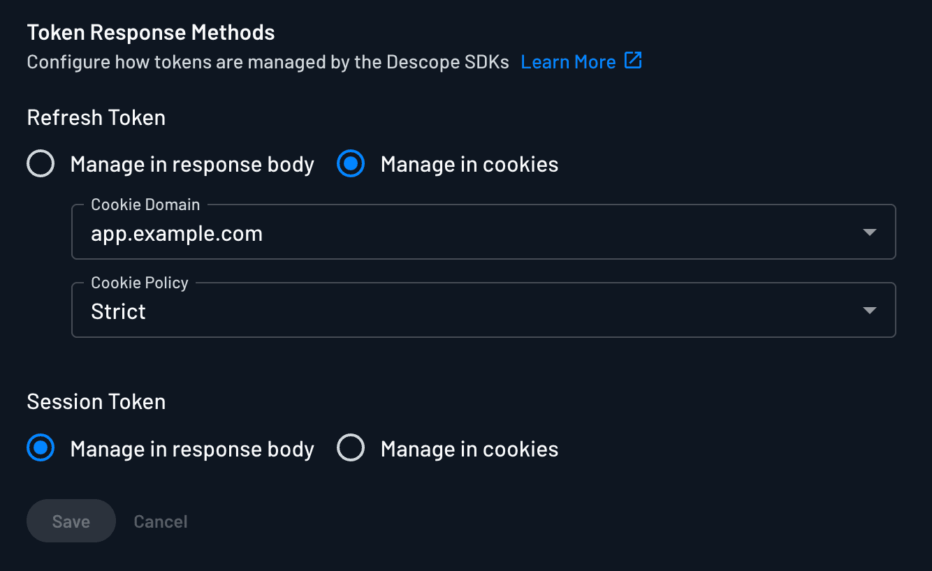 Descope configure custom domain cname within Descope project