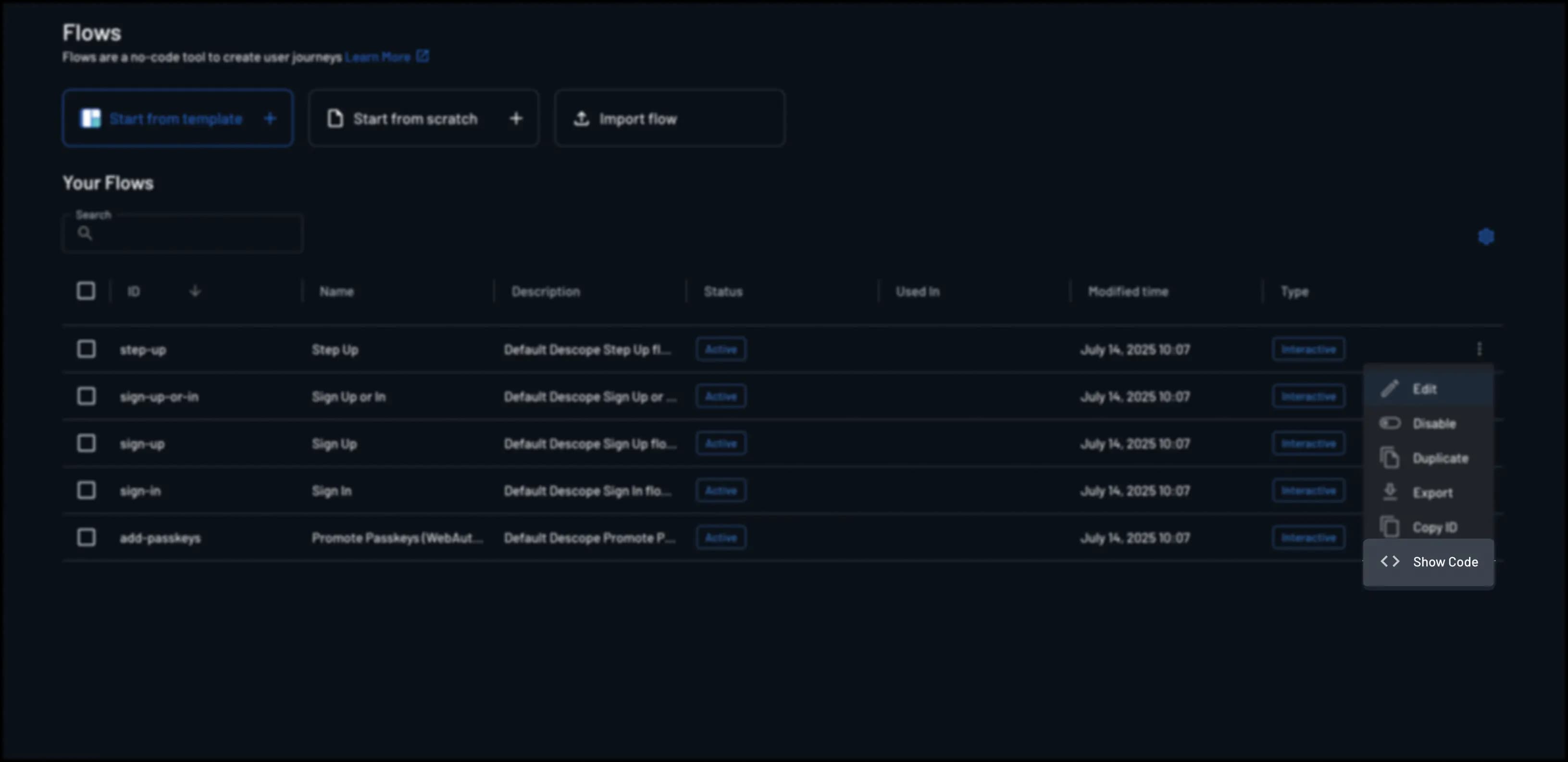 flow show code