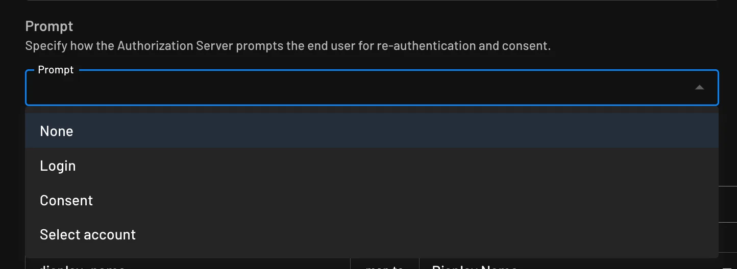 Custom Spotify OAuth provider select the prompt setting within Descope