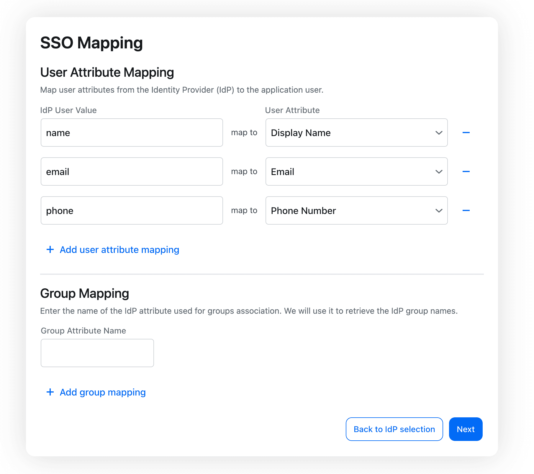 user and group mapping from sso config