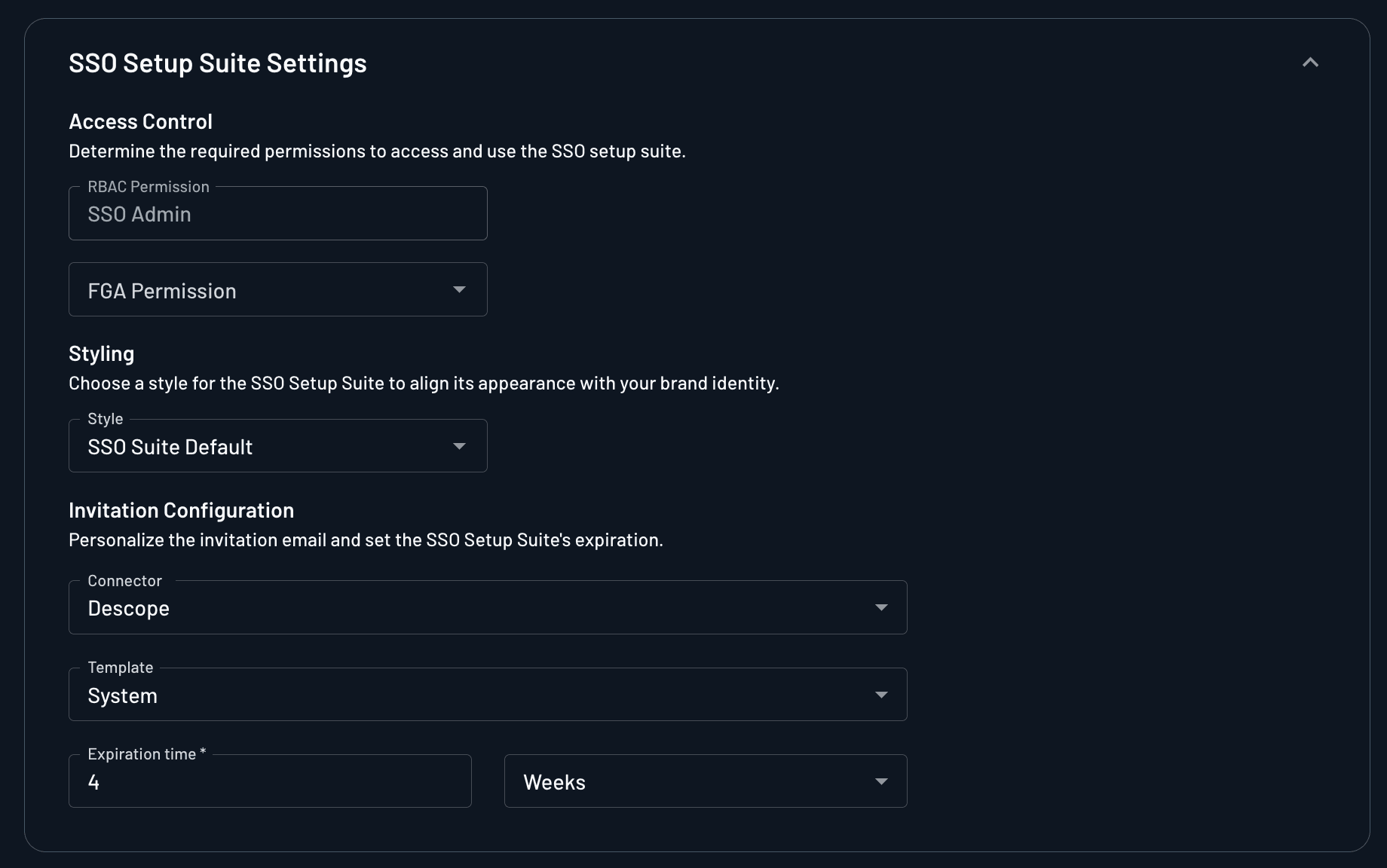 SSO Setup Suite Settings