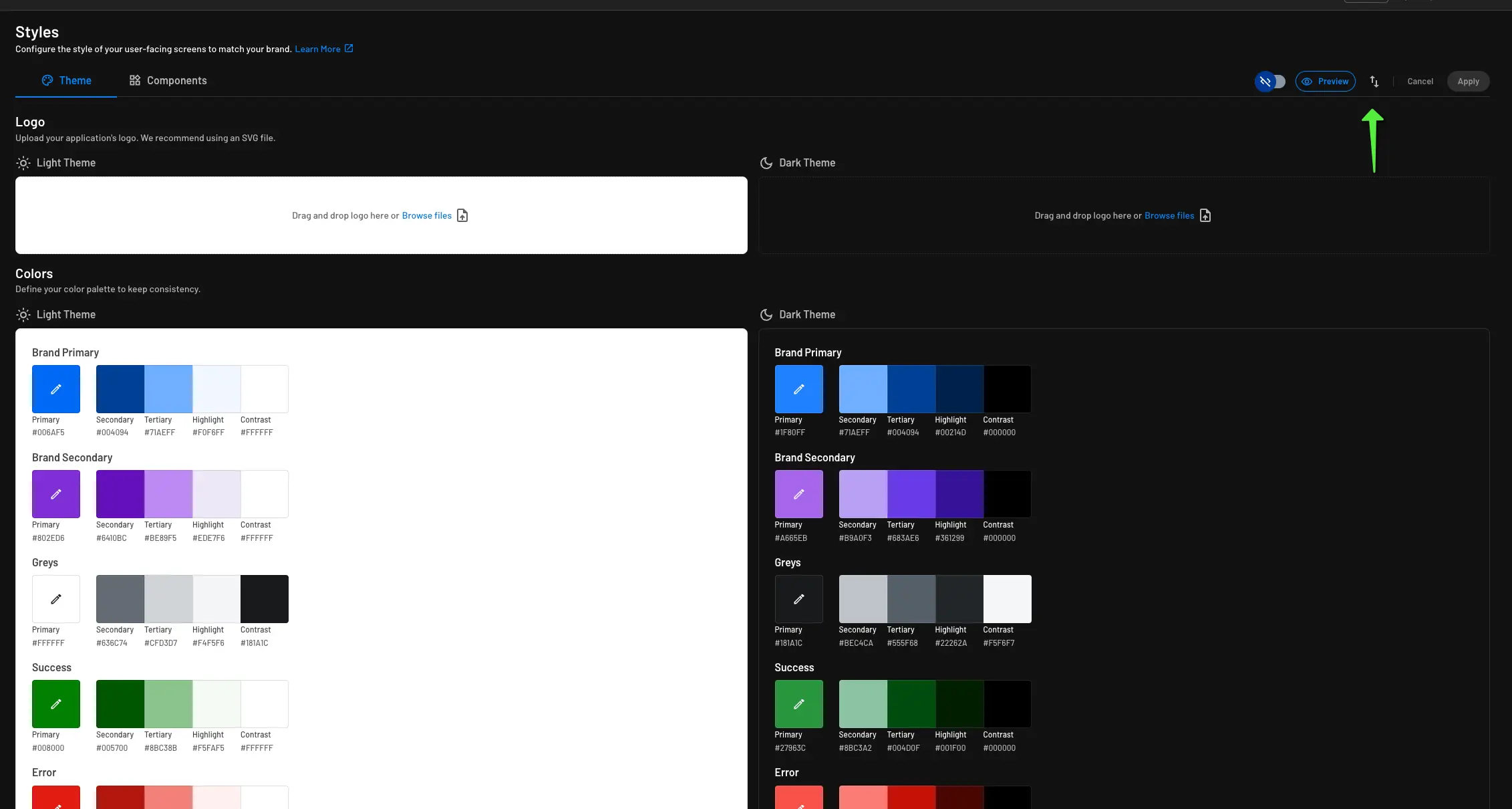 Descope screen styling example