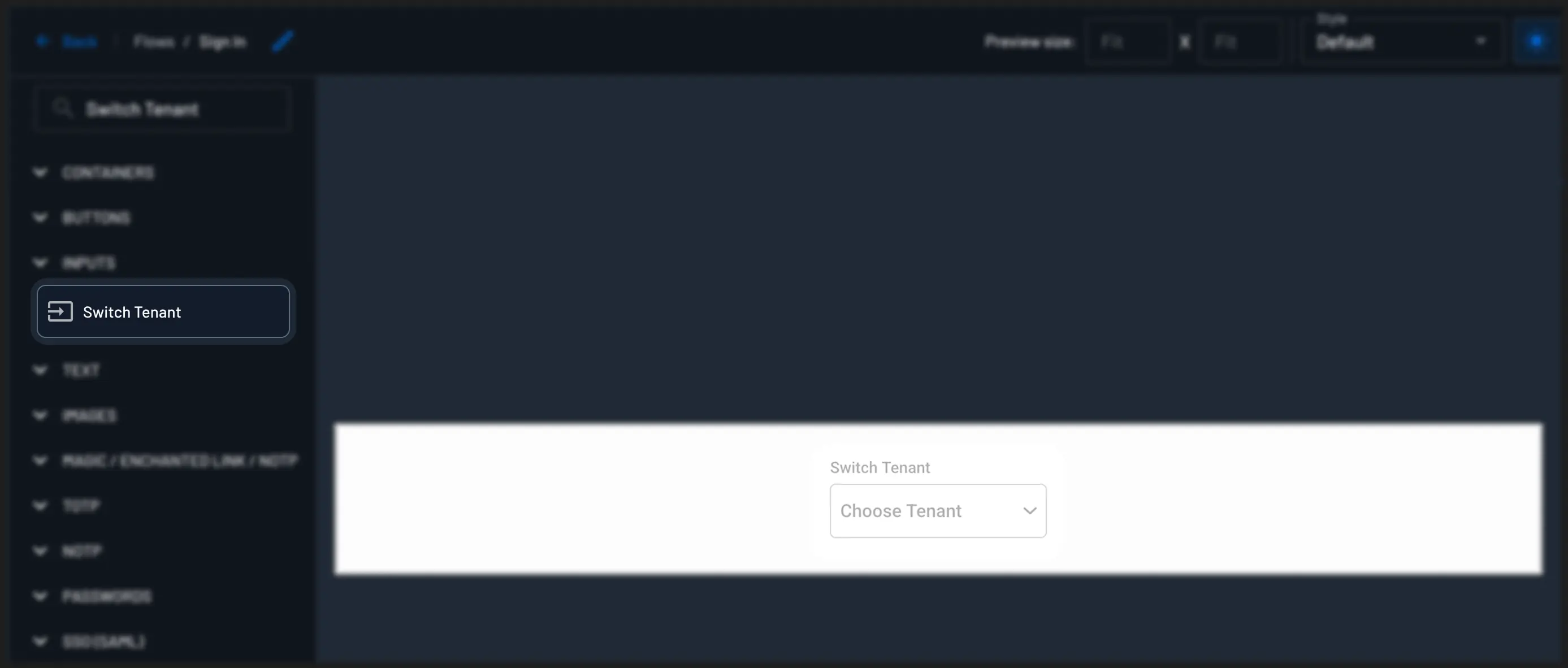 Switch tenant component in Descope screen