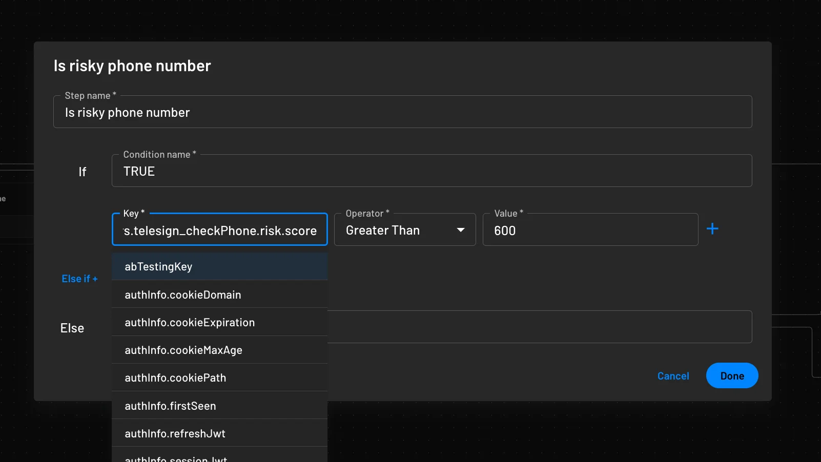 Condition to Check Risk Score