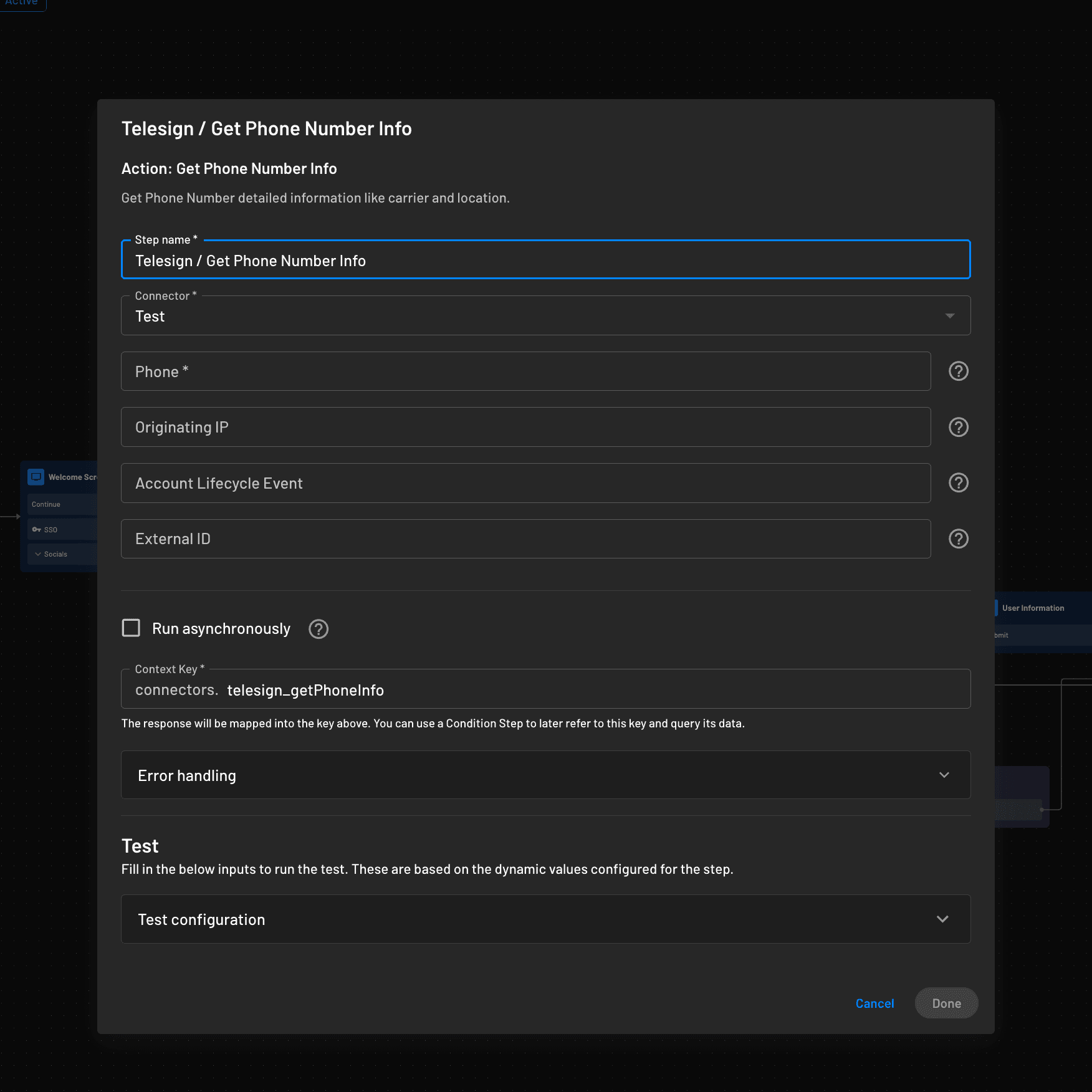 Get Phone Number Information Connector Widget in Flow Configuration