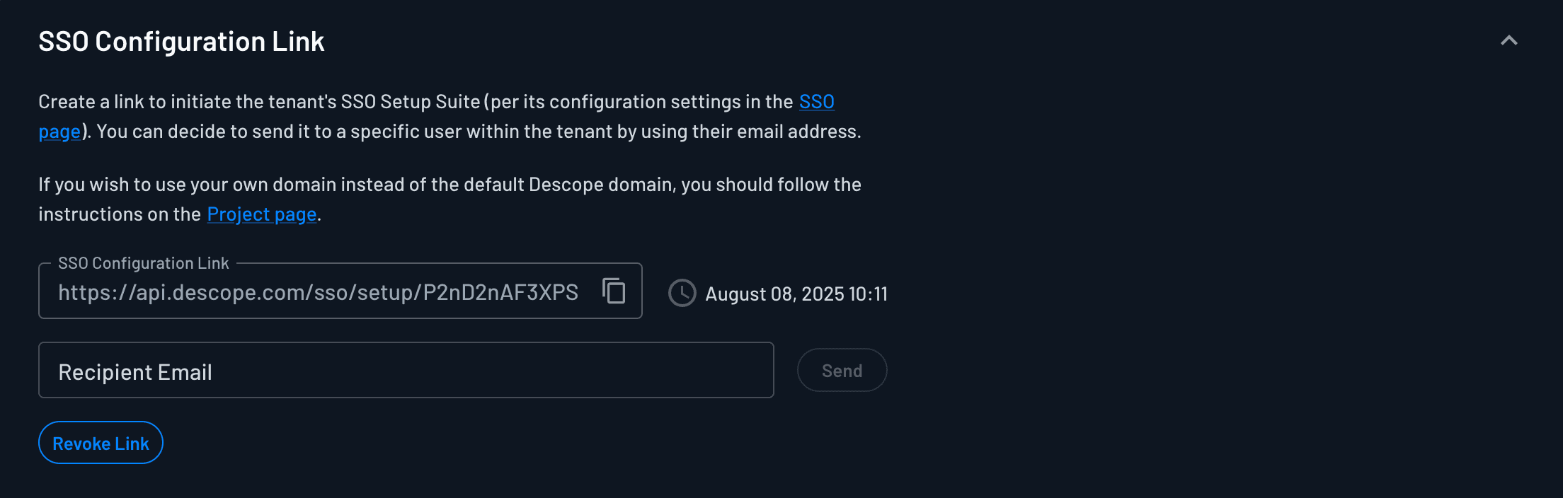 tenant settings SSO configuration link