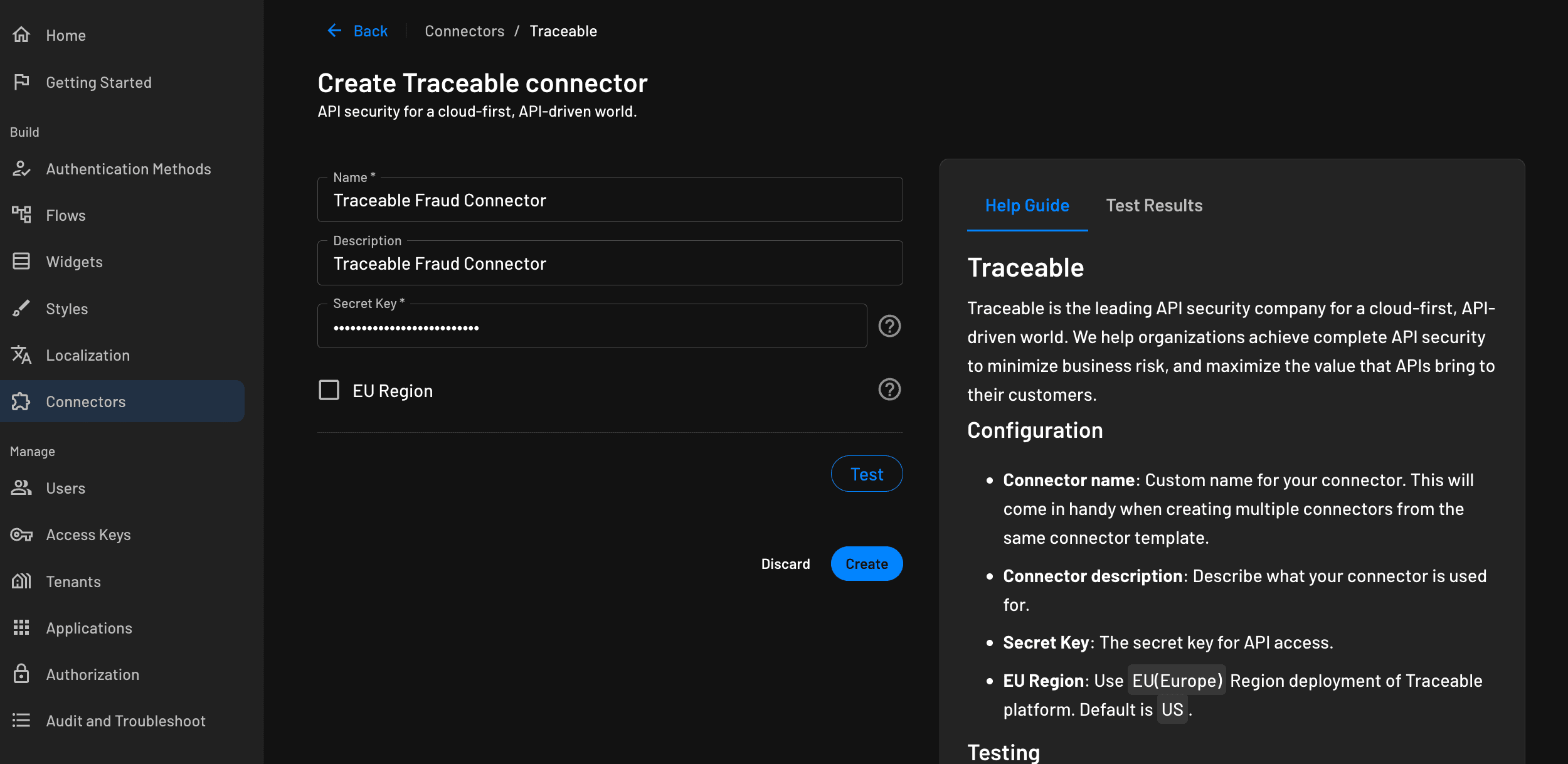 traceable connector setup