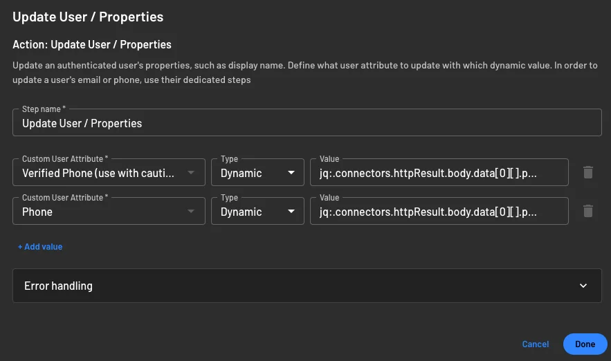 Update User Based on HTTP Connector JSON Array Data