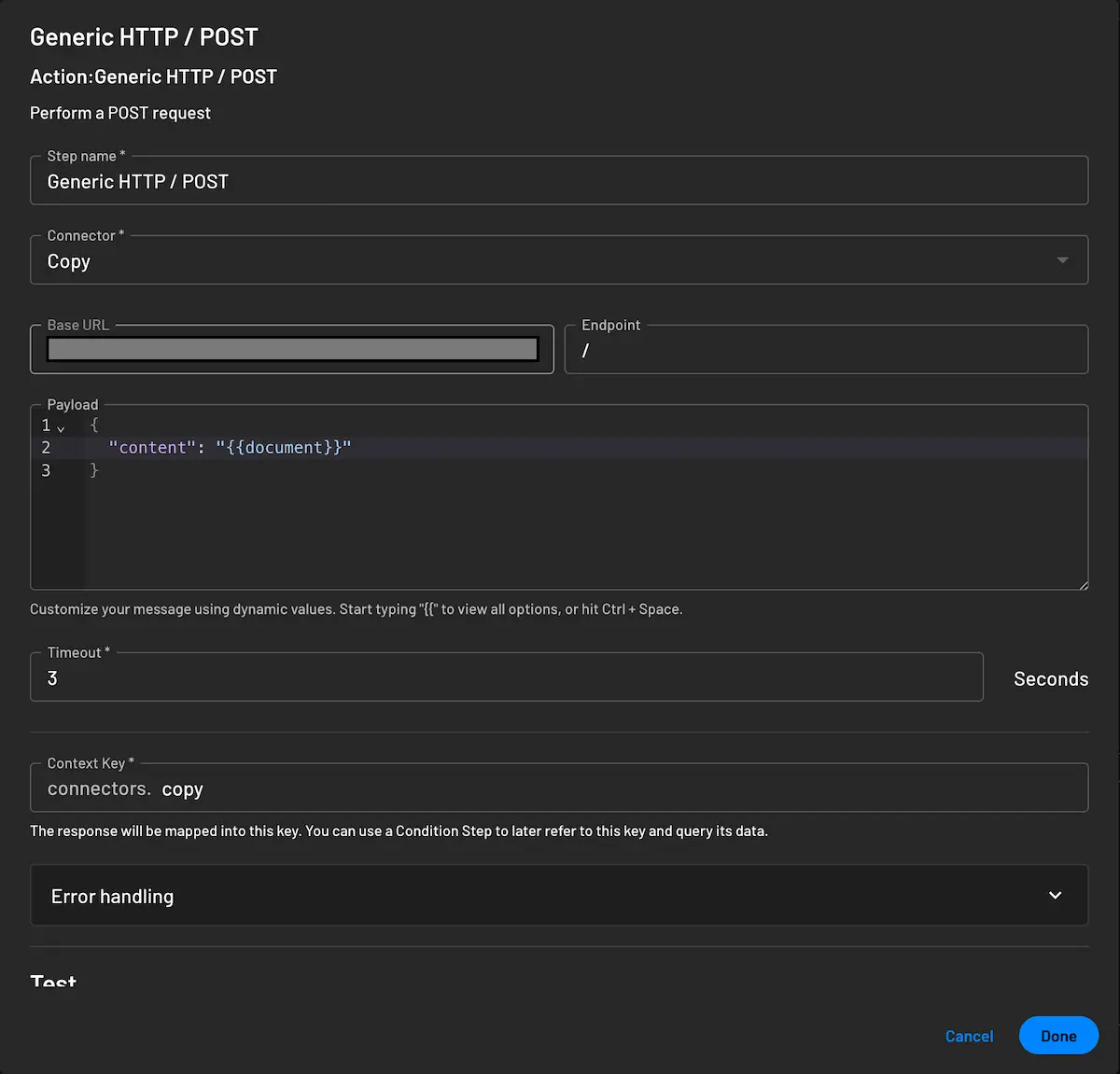 using HTTP connector with document