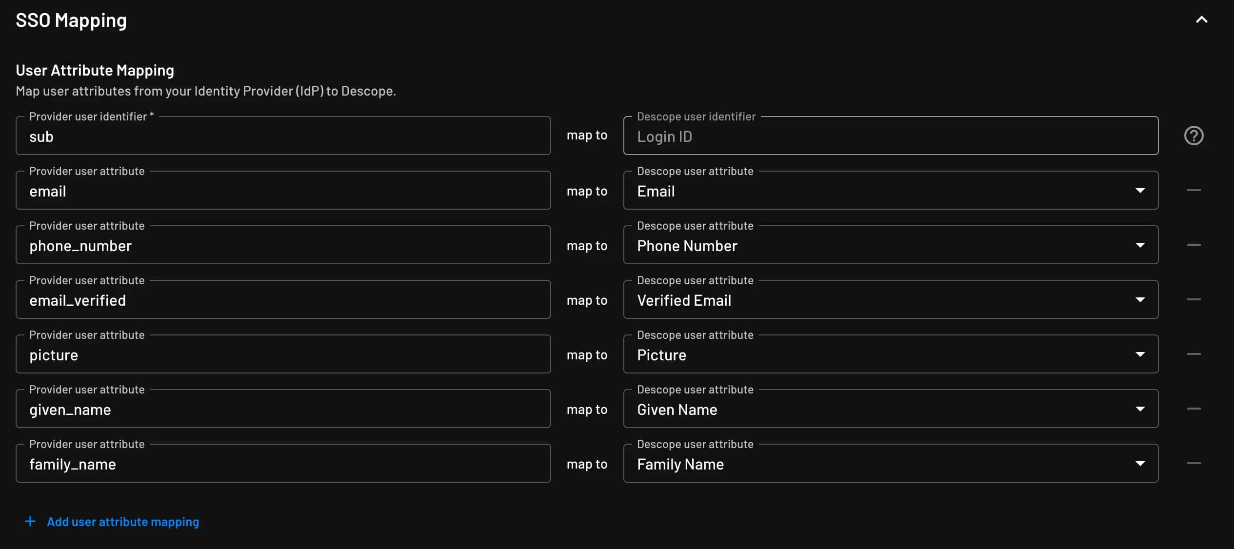 User Attribute Mappings in Descope