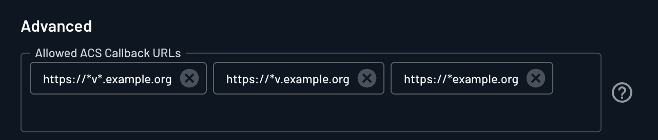 Certificate and Allowed ACS URLs