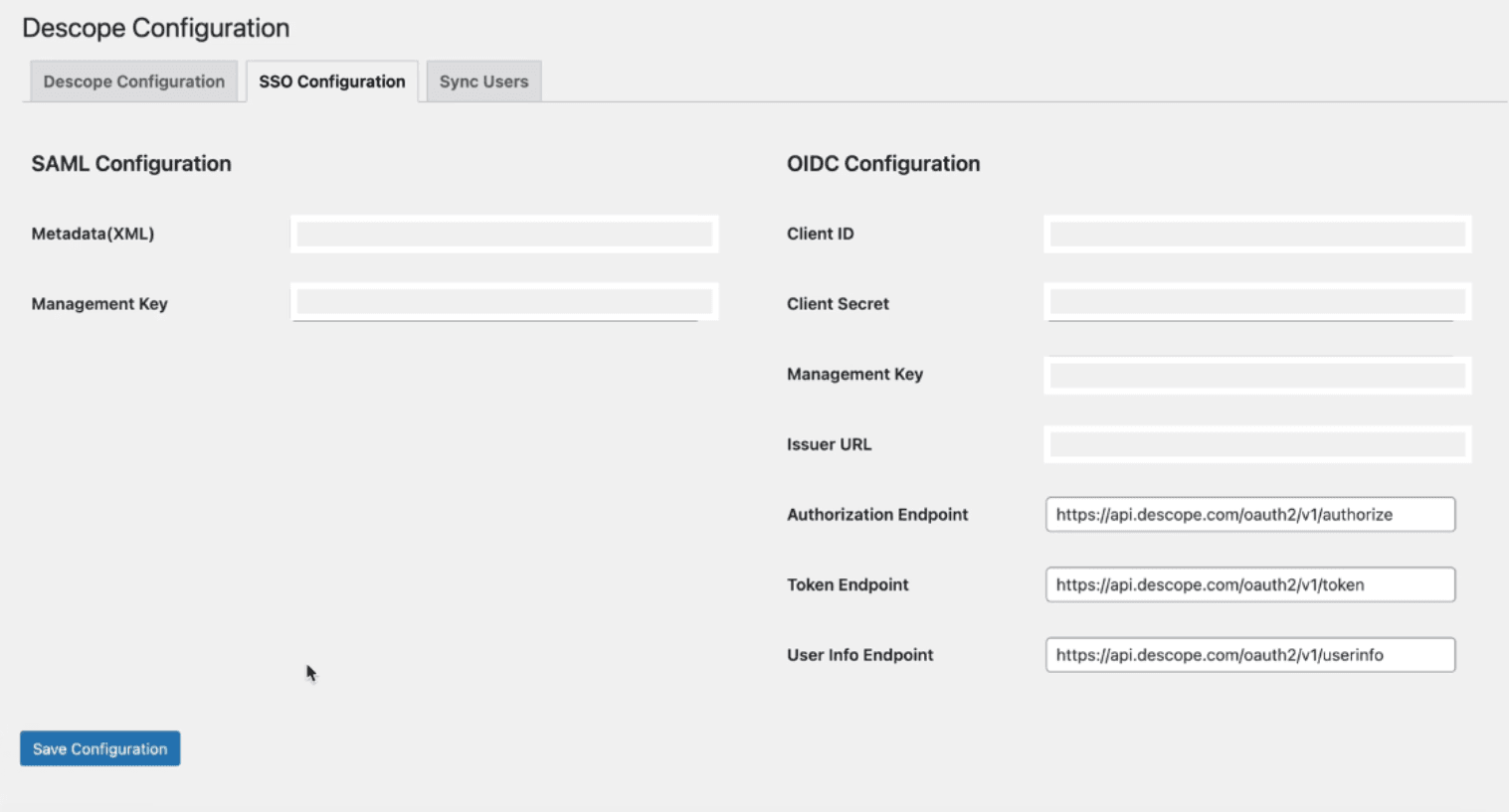 WordPress SSO config