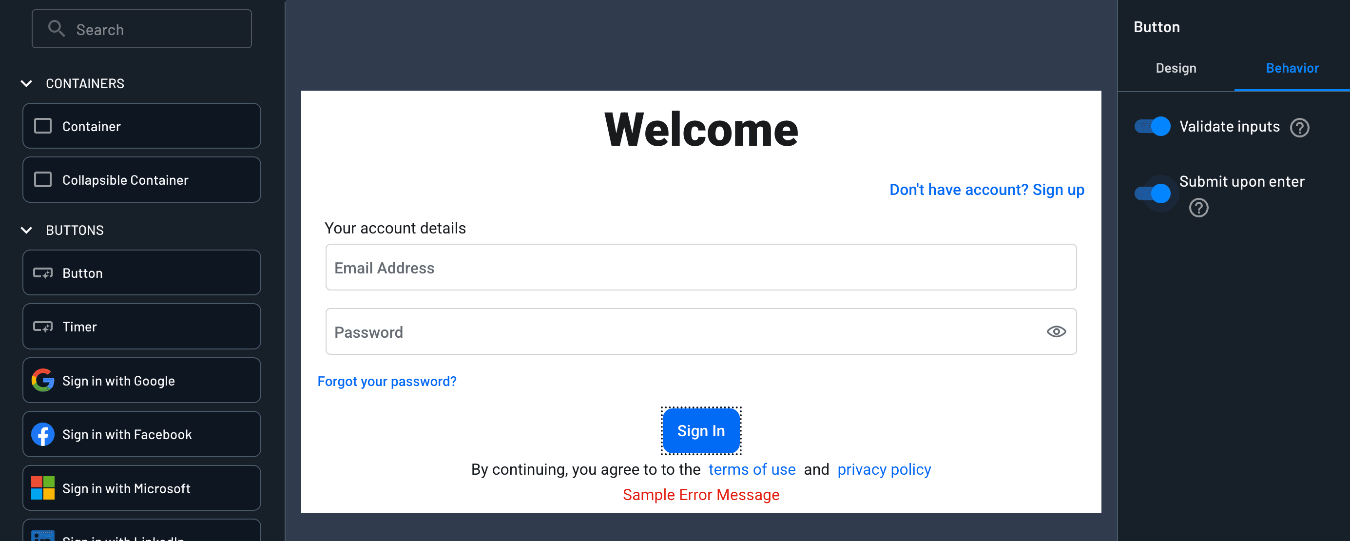 Configure which button will submit upon enter within Descope flow
