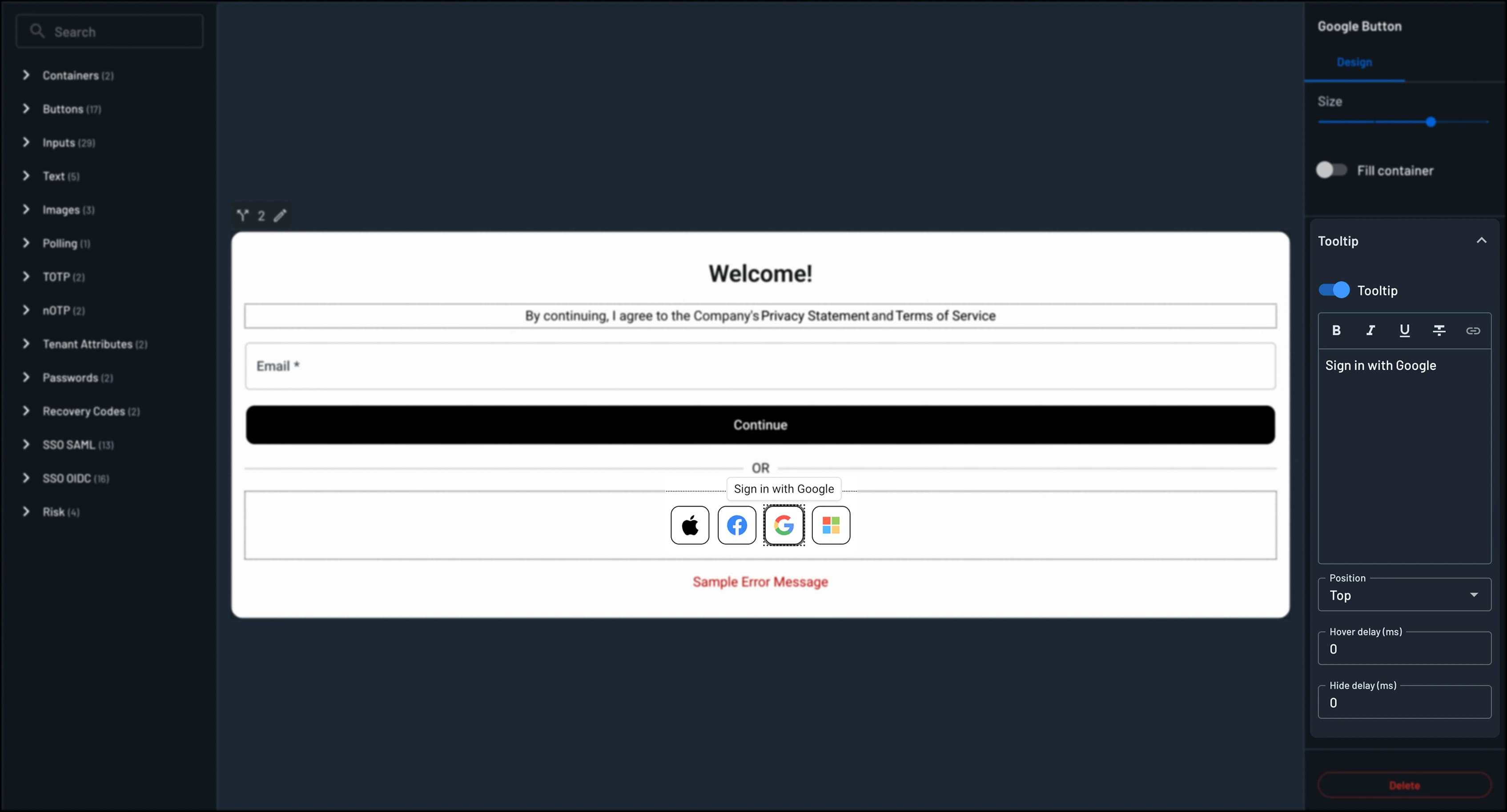 Button with tooltip example