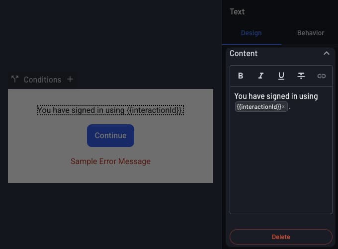 Buttons Continue Screen