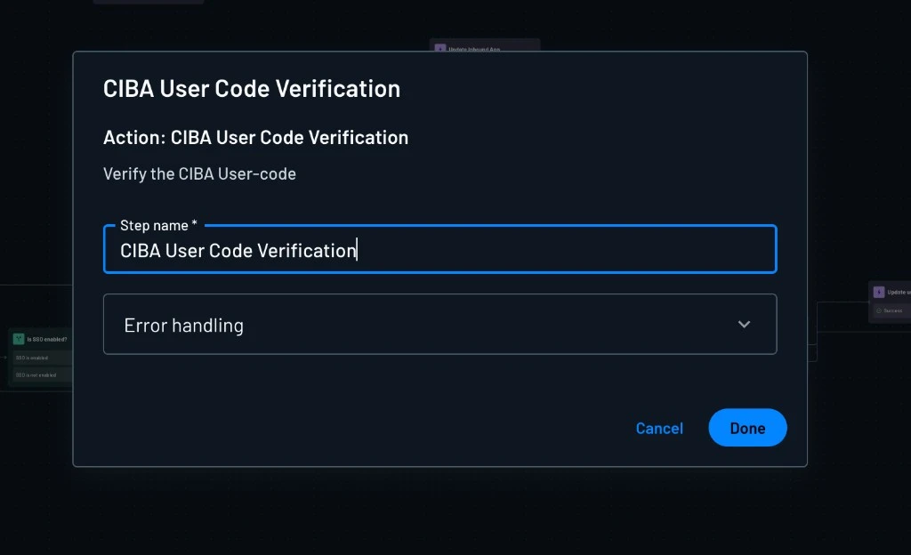 CIBA User Code Verification action