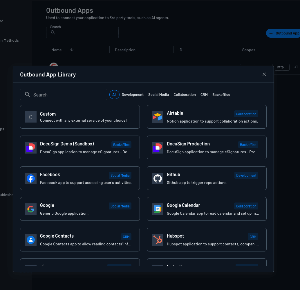 Creating an outbound app in Descope