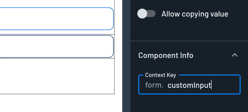 Custom input component context key